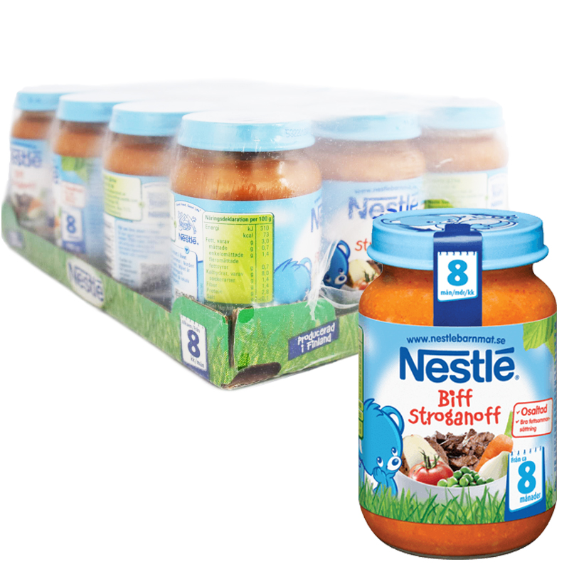 Hel Låda Barnmat Biff Stroganoff 12 x 195g - 50% rabatt