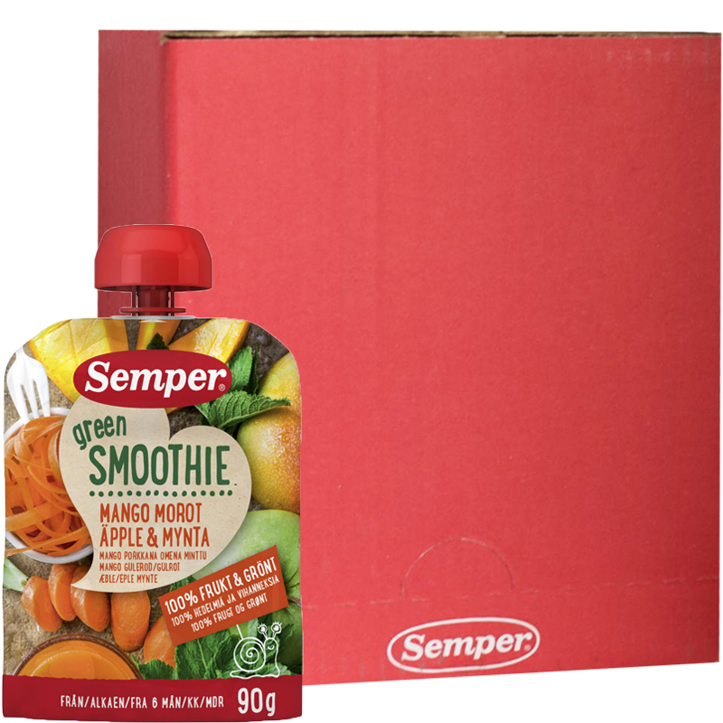 Hel Låda Barnmat Mango, Morot, Äpple & Mynta 12 x 90g - 78% rabatt