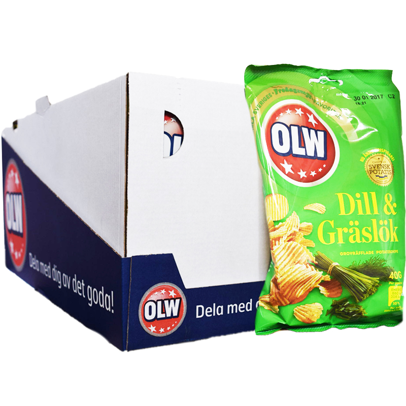 Hel Låda Chips Dill & Gräslök 20 x 40g - 25% rabatt