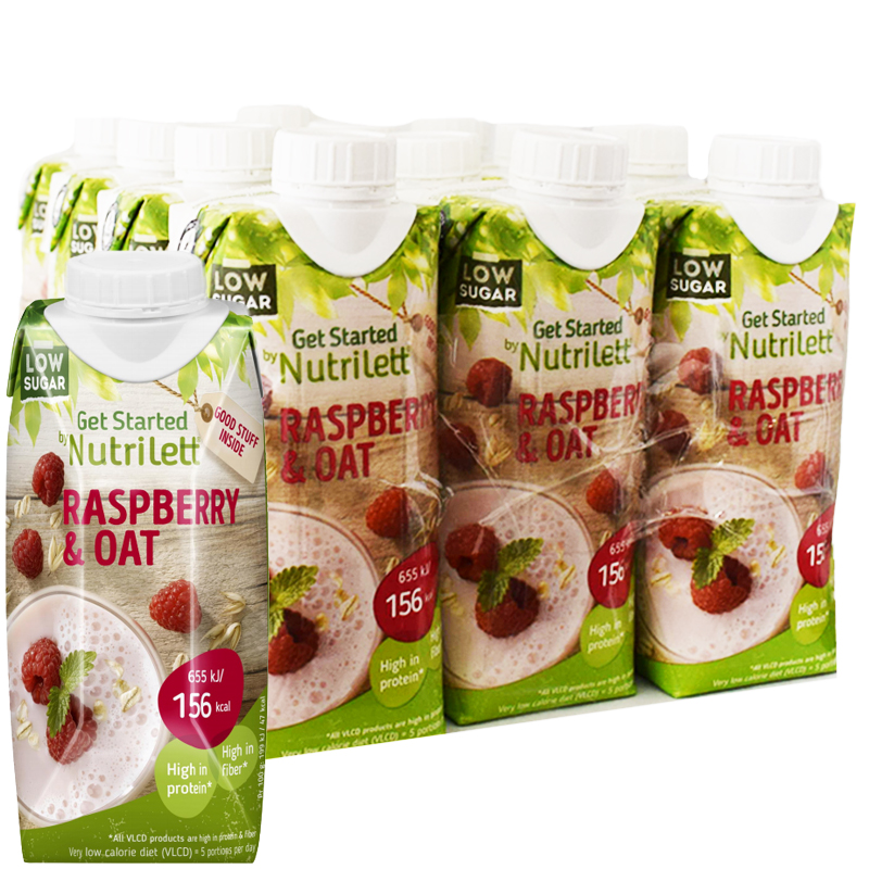 Hel Låda Måltidsersättning "Oat & Raspberry" 12 x 330ml - 25% rabatt