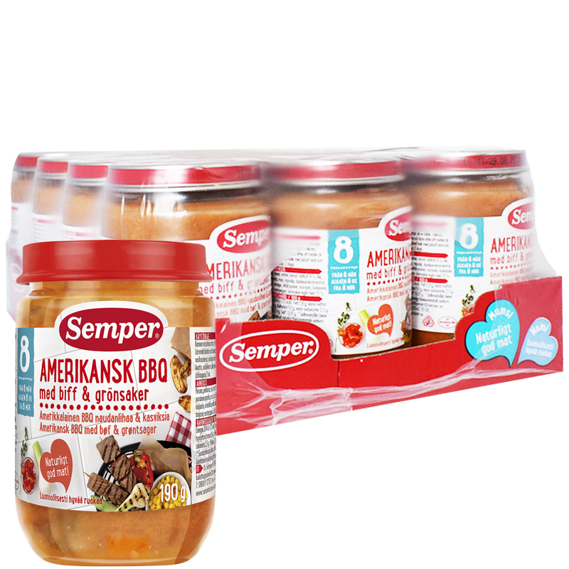 Hel Låda Barnmat "Amerikansk BBQ" 12 x 190g - 92% rabatt