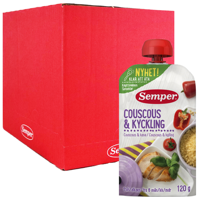 Hel Låda Barnmat Couscous & Kyckling 12 x 120g - 95% rabatt