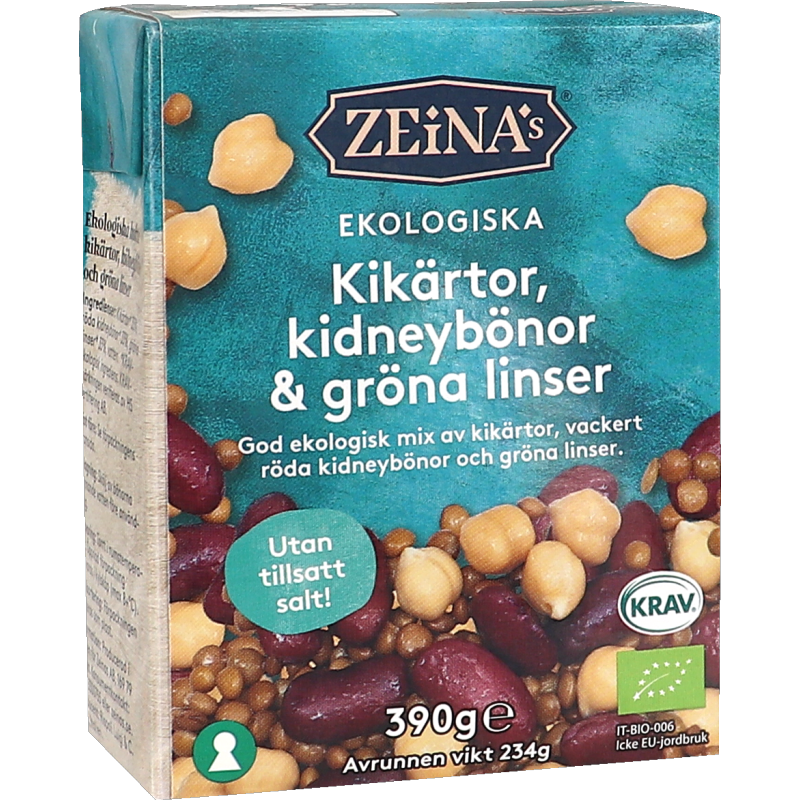Eko Bönmix Kikärtor Kidneybönor Gröna Linser - 12% rabatt