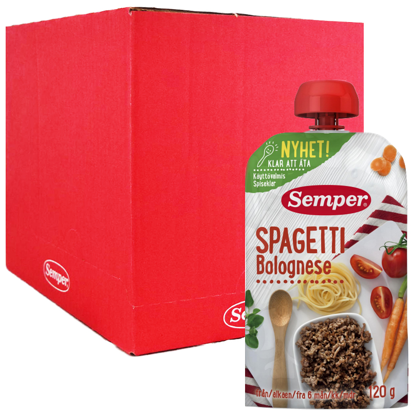 Hel Låda Barnmat Spagetti Bolognese 12 x 120g - 87% rabatt