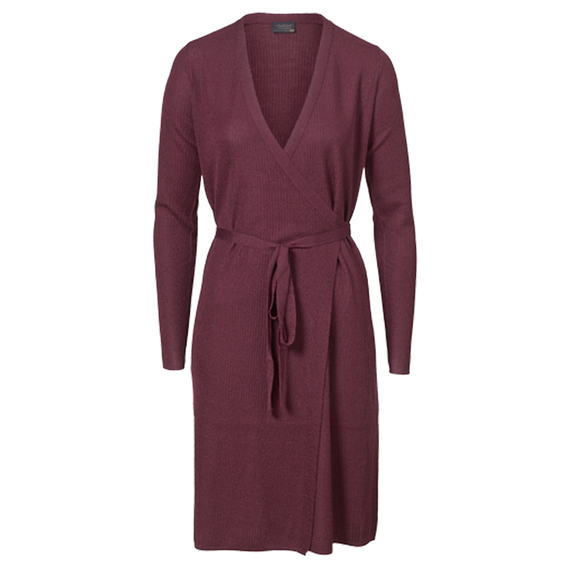 Omlottklänning Ull Burgundy Stl M - 68% rabatt