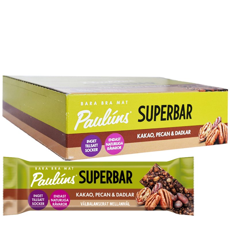 Hel Låda "Superbars" Pecan & Dadlar 15 x 40g - 81% rabatt