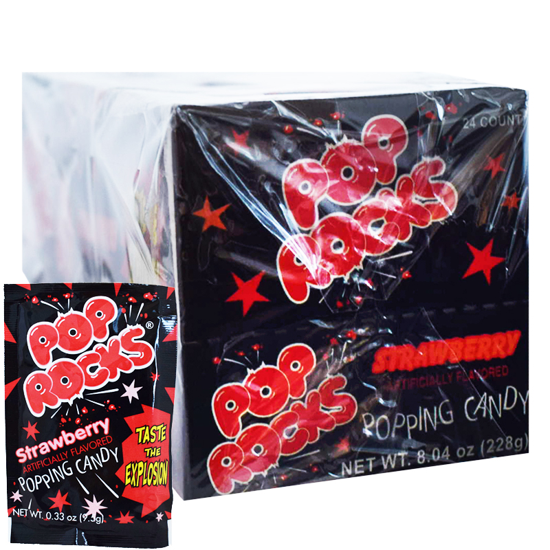 Hel Låda Godis "Pop Rocks Strawberry" 24 x 9,5g - 44% rabatt