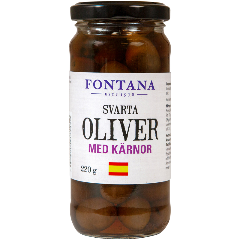 Svarta oliver med kärnor - 17% rabatt