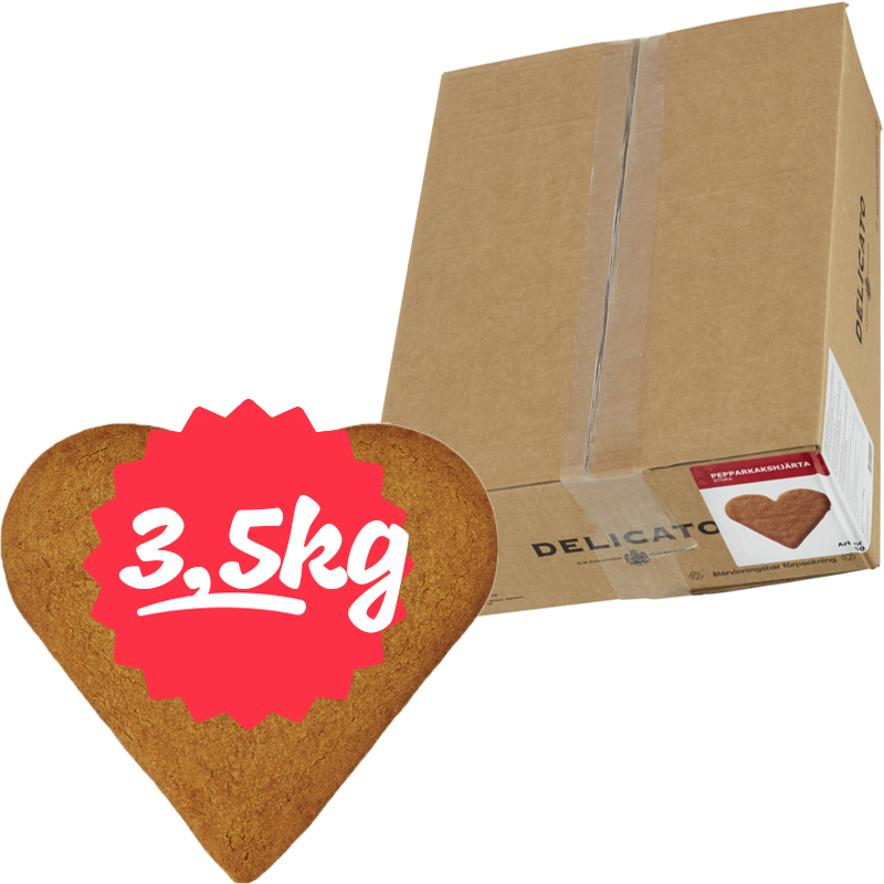 Hel Låda Pepparkakshjärtan 3,5kg - 60% rabatt