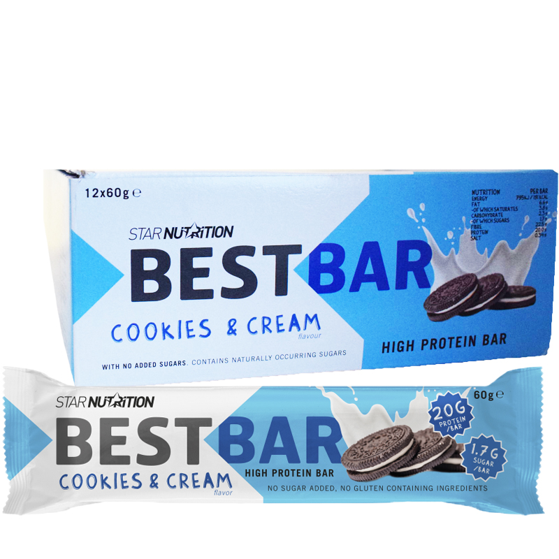 Hel Låda Proteinbars "Cookies & Cream" 12 x 60g - 39% rabatt