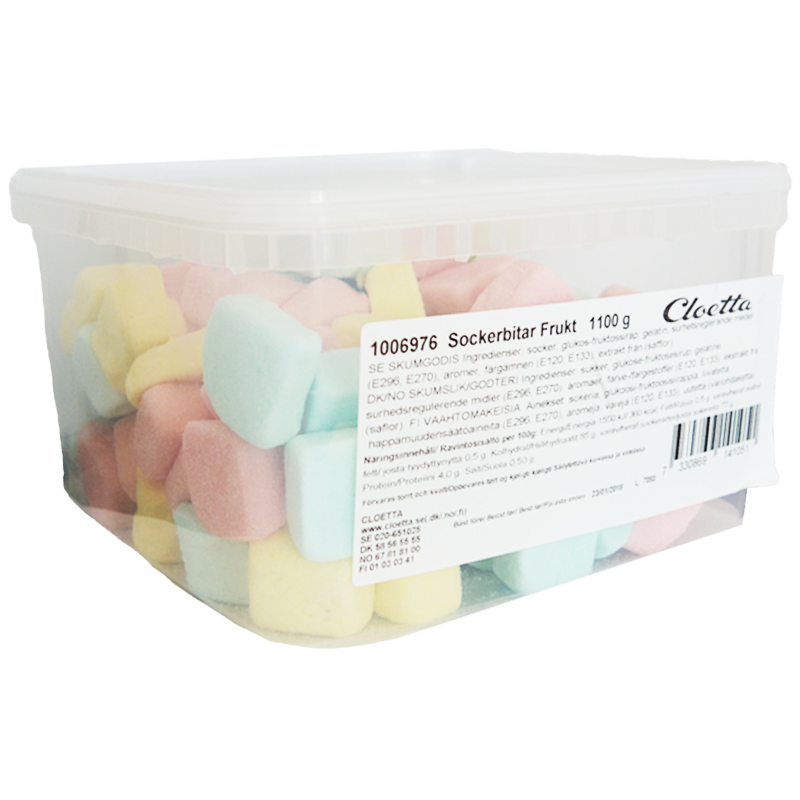 Hel Låda Godis "Sockerbitar Frukt" 1,1kg - 51% rabatt