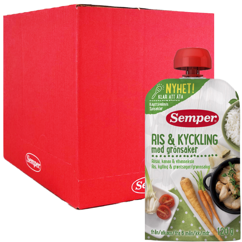 Hel Låda Barnmat Ris, Kyckling & Grönsaker 12 x 120 g - 97% rabatt