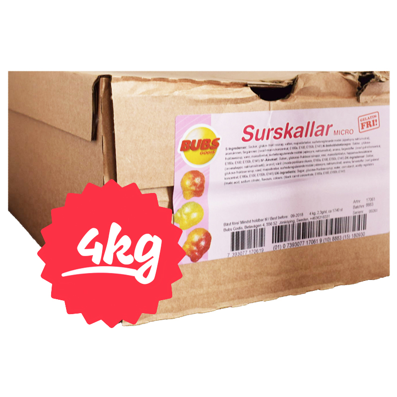 Hel Låda Godis Surskallar "Micro" 4kg - 75% rabatt