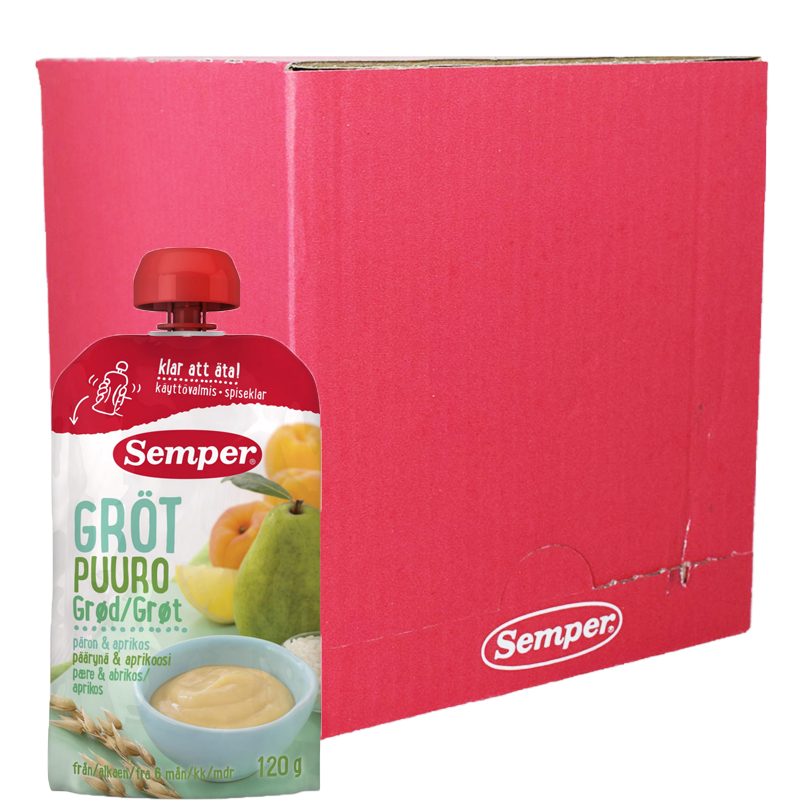 Hel Låda Barnmat Gröt Päron & Aprikos 12 x 120g - 65% rabatt