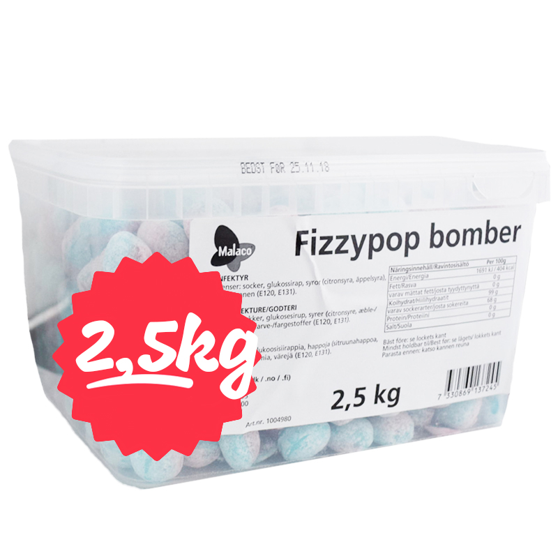 Hel Låda Godis "Fizzypop "Bomber" 2,5kg - 70% rabatt