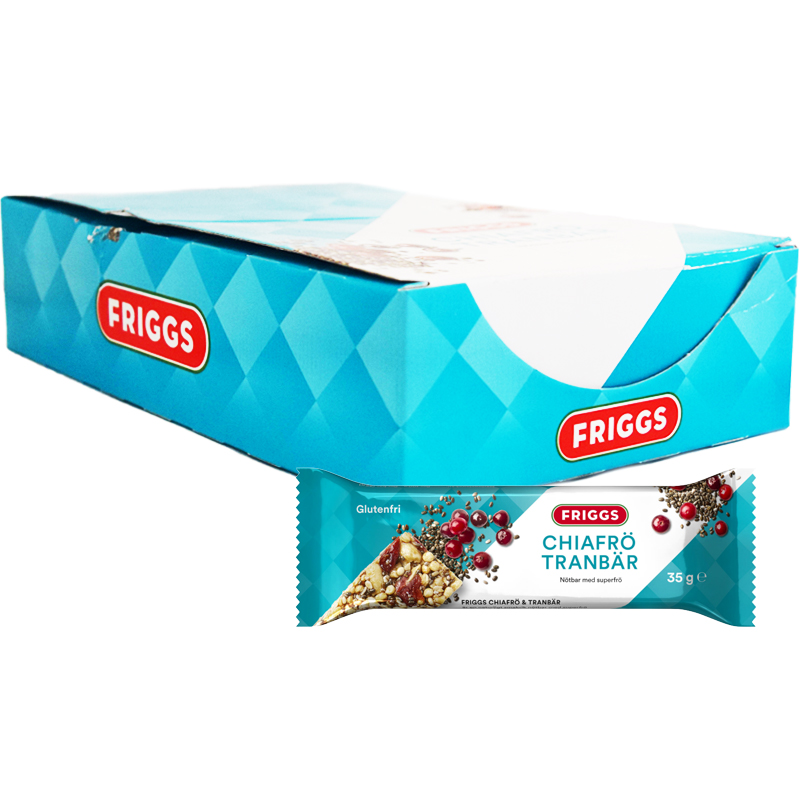 Hel Låda Nötbars Chiafrön & Tranbär 18 x 35g - 50% rabatt