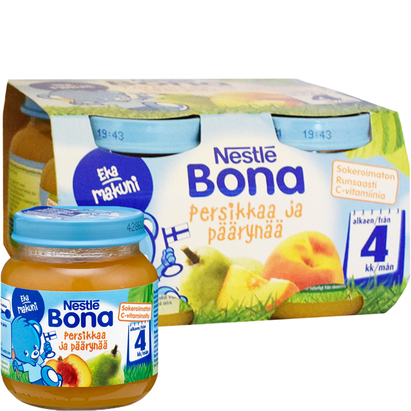 4-pack NESTLÉ BONA PERSIKKAA JA PÄÄRYNÄÄ 125G