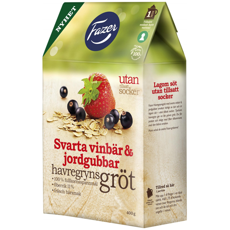 Havregrynsgröt Svarta Vinbär & Jordgubbar 400g - 53% rabatt