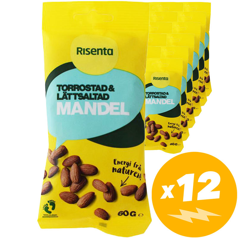 Mandlar Torrostade & lätt saltade 12-pack - 47% rabatt