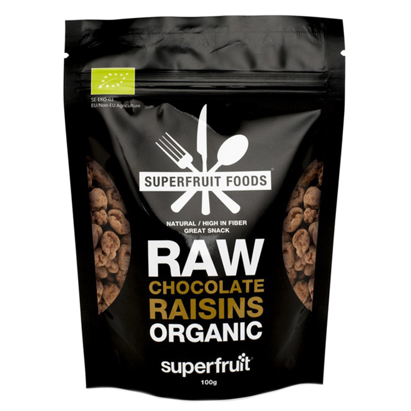 Snacks "Raw Chocolate Raisins" 100g - 58% rabatt