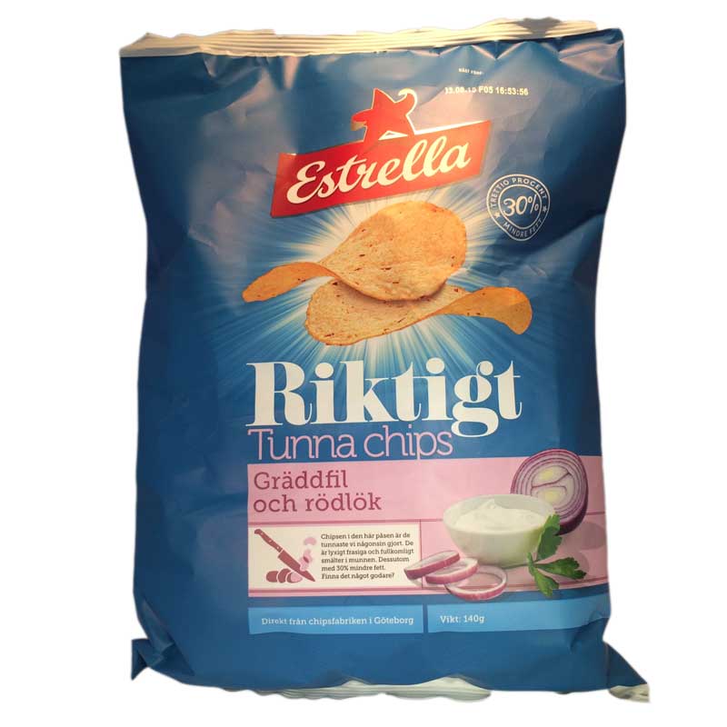 Riktigt tunna Chips Grädfil & rödlök - 75% rabatt