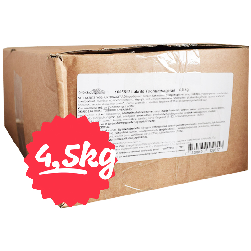 Hel Låda Lakrits Yoghurtdragerad 4,5kg - 79% rabatt