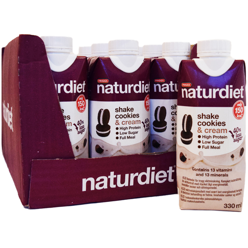 Hel Låda Måltidsersättning Shake "Cookies & Cream" 12 x 330ml - 30% rabatt